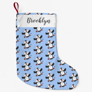 Petite Chaussette De Noël Caricature en bleu bouffin joyeux