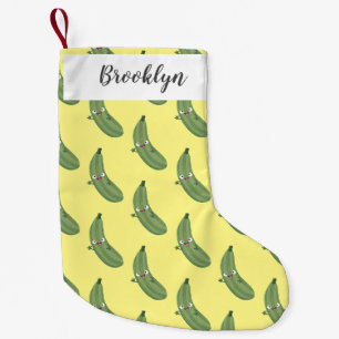 Petite Chaussette De Noël Caricature joyeux de courgettes mignonnes