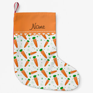 Petite Chaussette De Noël Carottes oranges blanches nommées personnalisées