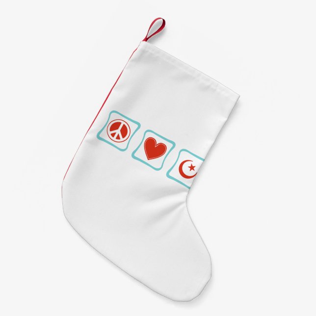 Petite Chaussette De Noël Carrés de Peace Love Islam (Devant (Accrochage))