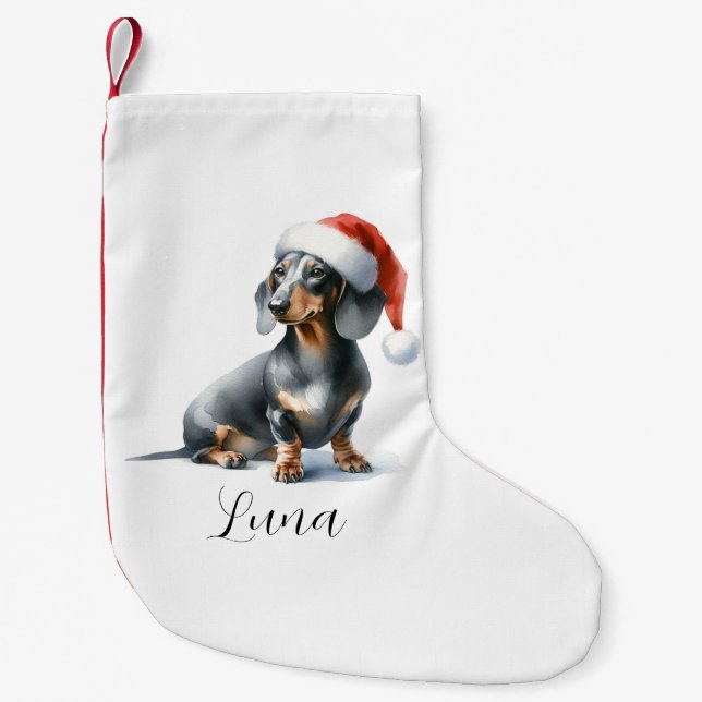 Petite Chaussette De Noël Casquette de chien noir de Noël (Devant)