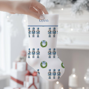 Petite Chaussette De Noël Casse-Noisette Bleu Nostalgique