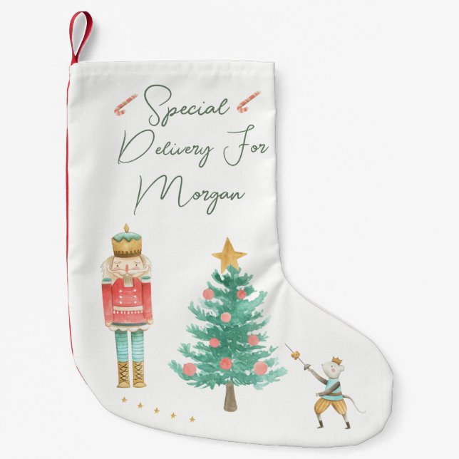 Petite Chaussette De Noël Casse-noix, Arbre, Souris Roi Noël Stocker (Devant)