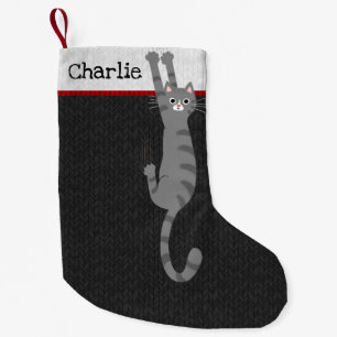 Petite Chaussette De Noël Cat Tabby Gris Accroché Vacances amusantes de ch