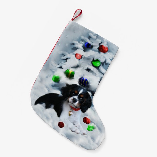 Petite Chaussette De Noël Cavalier Roi Charles Spaniel Chiot Noël (Devant (Accrochage))