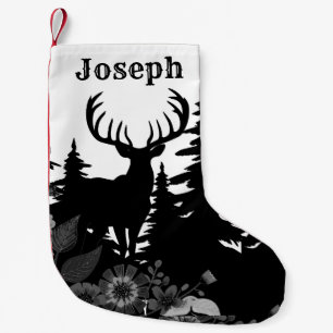 Petite Chaussette De Noël Cerf avec grand rack hors forêt