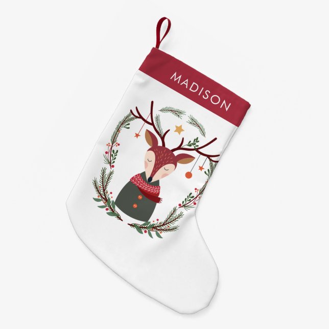 Petite Chaussette De Noël Cerf de Noël doux et festif (Devant (Accrochage))