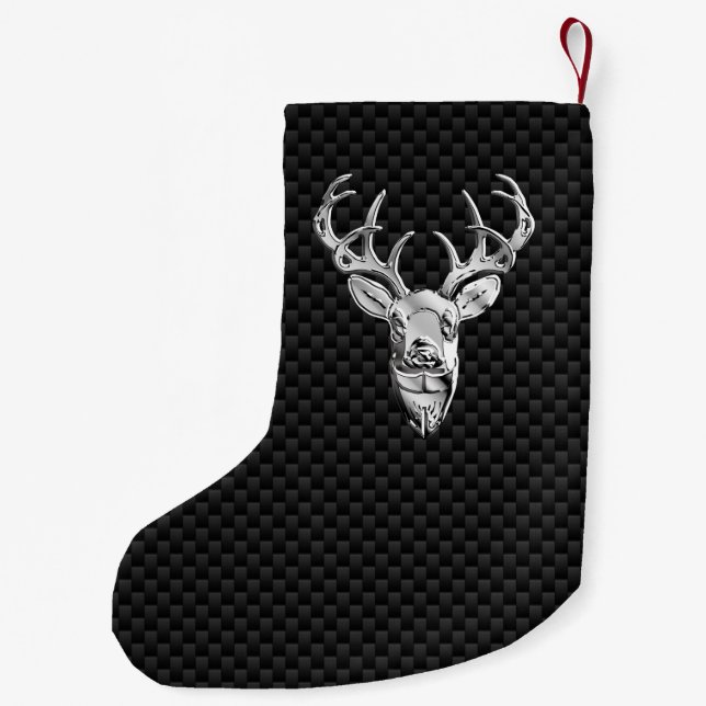 Petite Chaussette De Noël Cerf sauvage d'argent sur papier carbone (Dos)