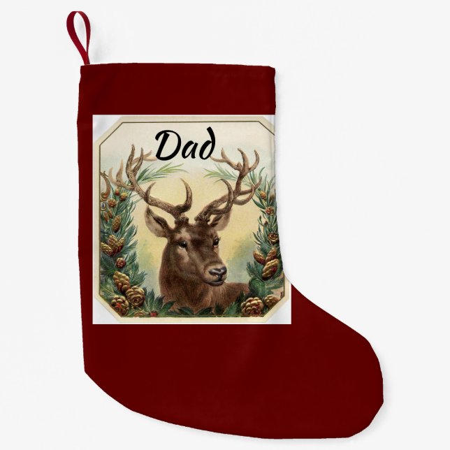 Petite Chaussette De Noël Cerf Vintage (Devant)