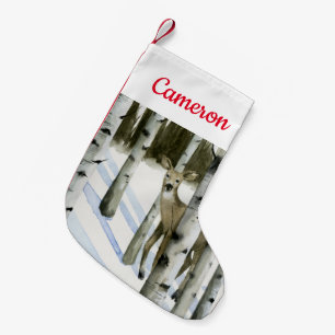 Petite Chaussette De Noël Cerfs communs en chutes de neige
