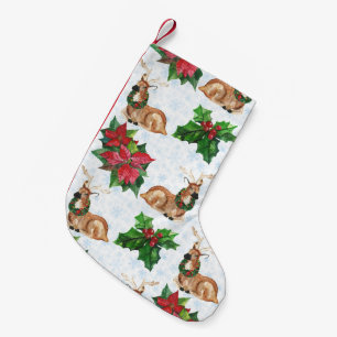Petite Chaussette De Noël Cerfs De Bois En Aquarelle Noël