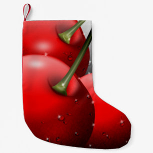 Petite Chaussette De Noël Cerises avec gouttes de ragoût