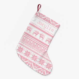 Petite Chaussette De Noël Chandail laid rose de Noël de bébé - votre nom