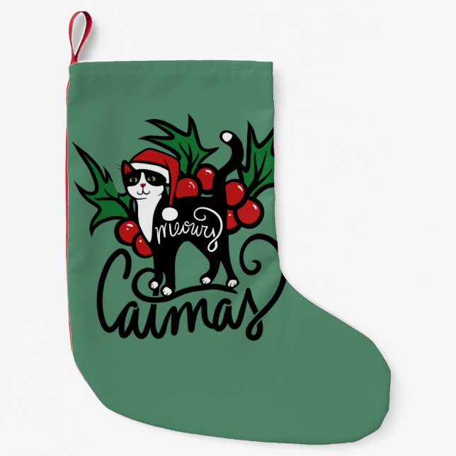 Petite Chaussette De Noël Chat de Noël Tuxedo (Devant)
