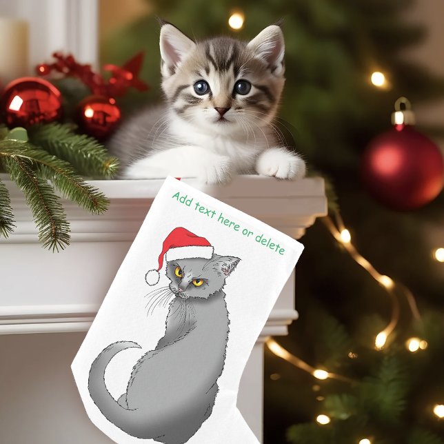 Petite Chaussette De Noël Chat gris de Noël amusant (Créateur téléchargé)