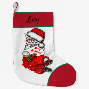 Petite Chaussette De Noël Chat mignon dans la mule