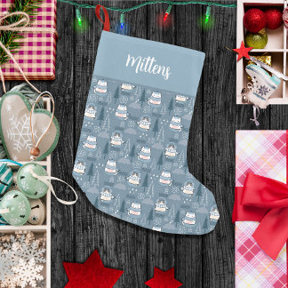 Petite Chaussette De Noël Chats d'hiver monogrammes adorables, Parfaitement