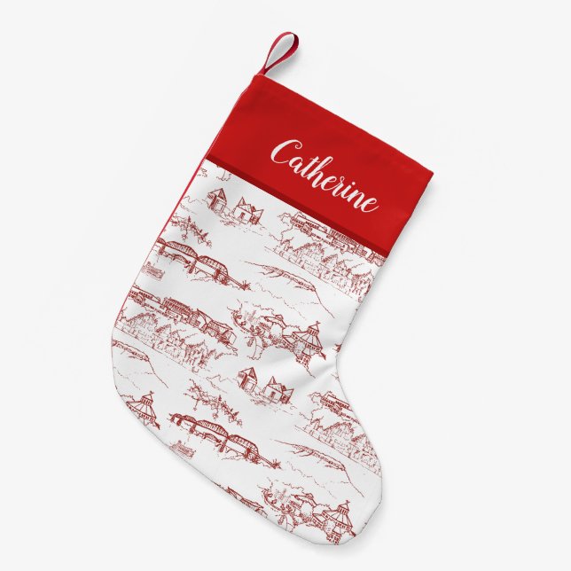 Petite Chaussette De Noël Chattanooga Toile rouge (Devant (Accrochage))