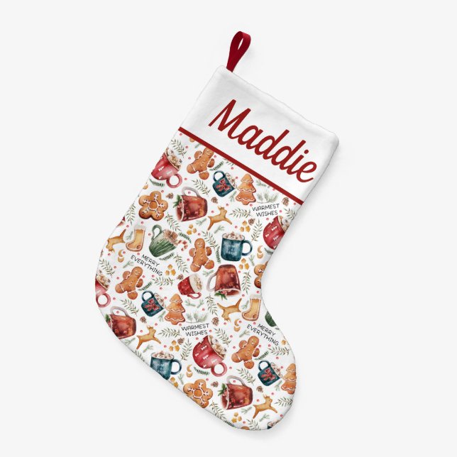 Petite Chaussette De Noël Chaud cacao pain d'épices Cookies Noël rustique (Devant (Accrochage))
