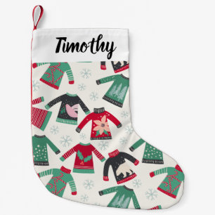 Petite Chaussette De Noël Chaud de Noël moche Motif de vacances Vert Rouge