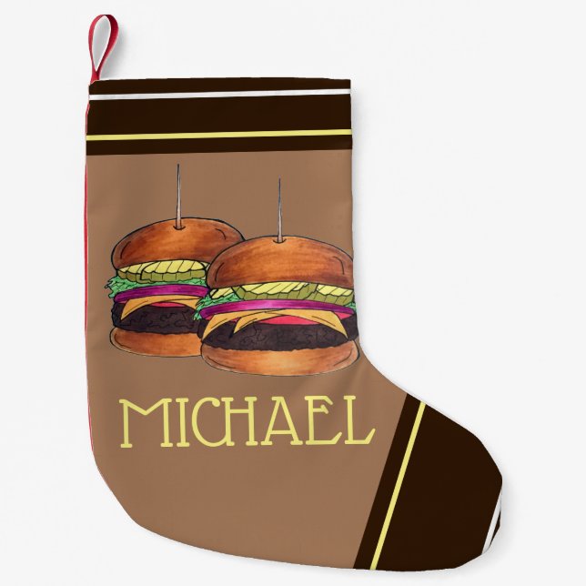 Petite Chaussette De Noël Cheeseburger Hamburger Sliders Bar Food (Devant)