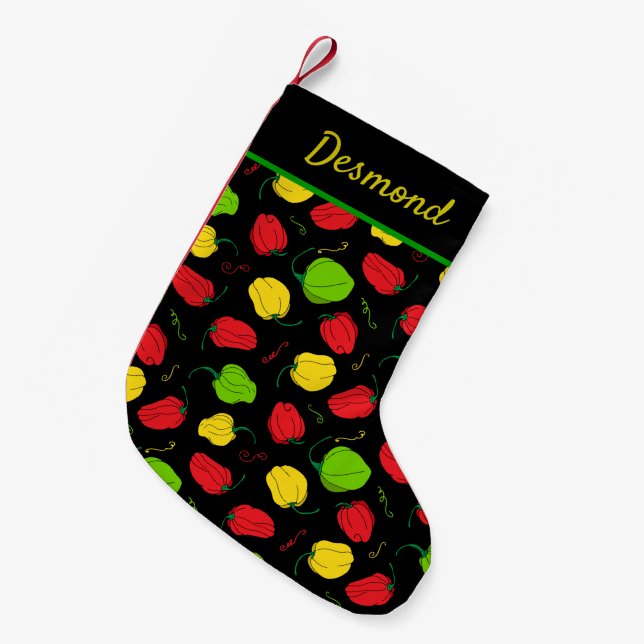 Petite Chaussette De Noël Chef jamaïcain Caribbean Scotch Bonnet Chilis (Devant (Accrochage))