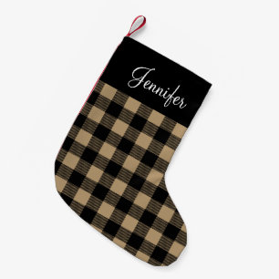 Petite Chaussette De Noël Chèque de buffle Brown rustique personnalisé