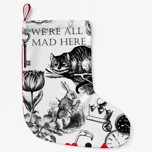 Petite Chaussette De Noël Cheshire Chat classique alice au merveilleux fou (Devant)