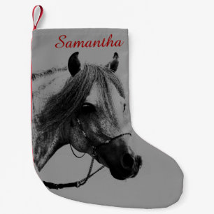 Petite Chaussette De Noël Cheval gris