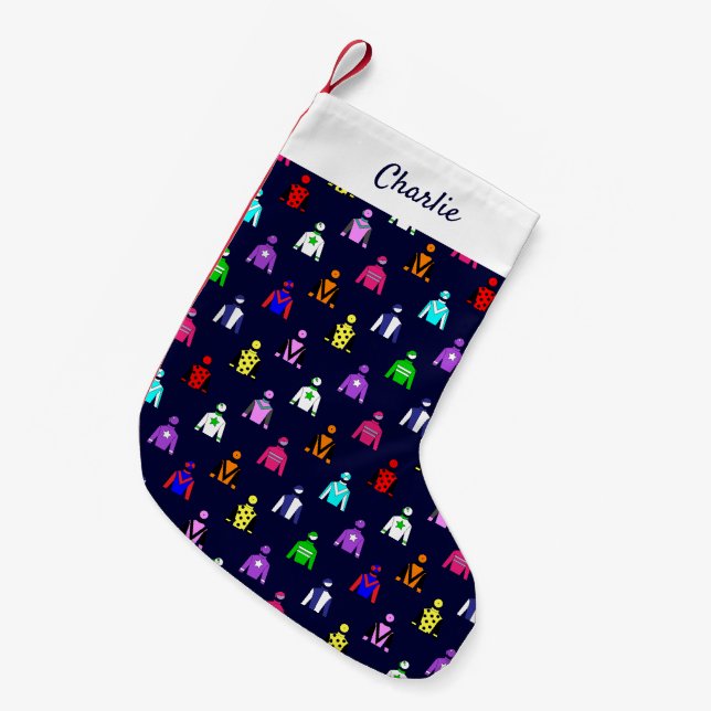 Petite Chaussette De Noël Cheval Racing Jockey Soies Equestrain (Devant (Accrochage))