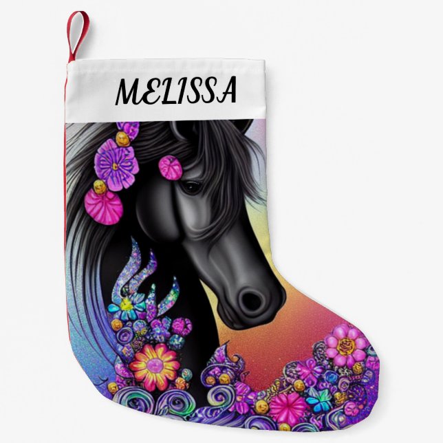 PETITE CHAUSSETTE DE NOËL CHEVAL STOCKAGE DE NOËL / PERSONNALISÉ (Devant)