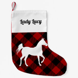 Petite Chaussette De Noël Cheval sur mesure de Red Buffalo Plaid