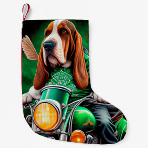 Petite Chaussette De Noël Chien Basset Hound conduisant un vélo jour de la S