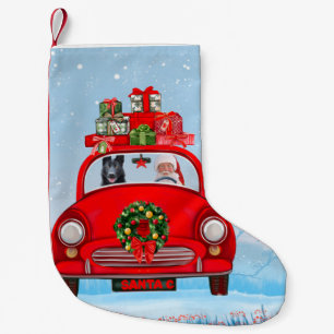Petite Chaussette De Noël Chien berger allemand noir en voiture avec le Père