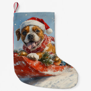 Petite Chaussette De Noël Chien de boxe dans la corniche laissez-le neiger N