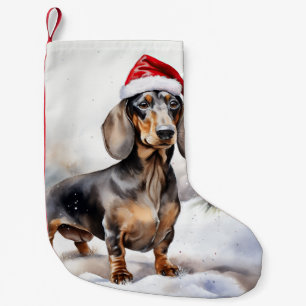 Petite Chaussette De Noël Chien de Dachshund à Noël de neige