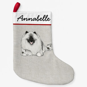 Petite Chaussette De Noël Chien de Keeshony mignon avec chiots Keesie Noël d