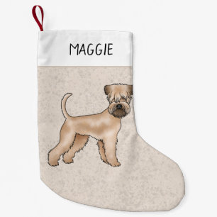 Petite Chaussette De Noël Chien De Terrier Roulé Sur Le Beige Avec Son Nom