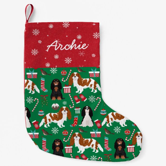 Petite Chaussette De Noël Chien du roi Charles d'Espagne (Devant)