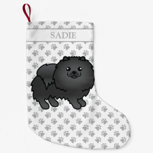 Petite Chaussette De Noël Chien et nom de caricature mignon de Poméranie noi