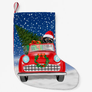 Petite Chaussette De Noël Chien Jack Russell conduisant une voiture dans la 