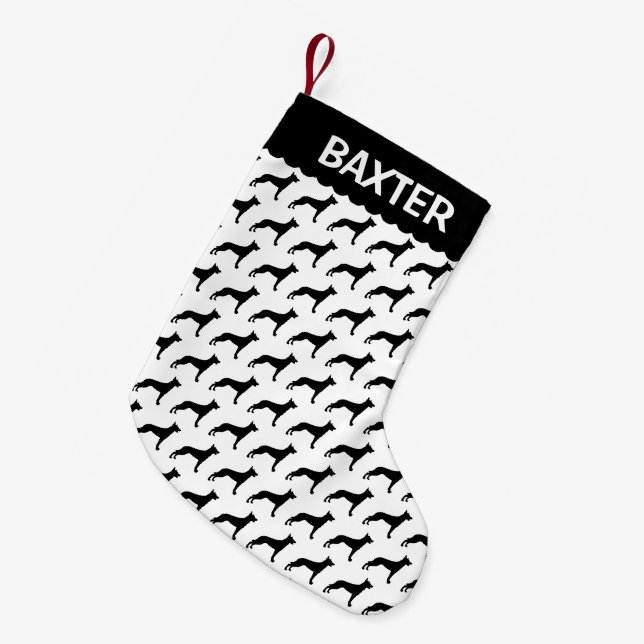 Petite Chaussette De Noël Chien malinois belge Silhouette (Devant (Accrochage))