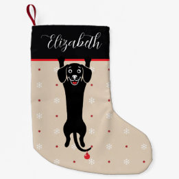 Petite Chaussette De Noël Chien noir drôle Noël nom personnalisé