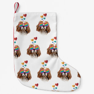 Petite Chaussette De Noël Chien roi Cavalier avec coeur Saint Valentin