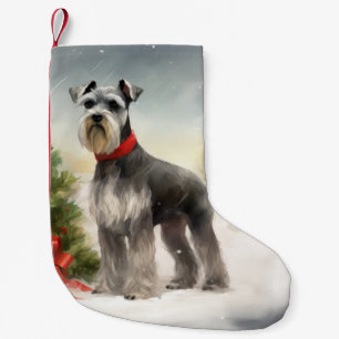 Petite Chaussette De Noël Chien Schnauzer dans la neige de Noël