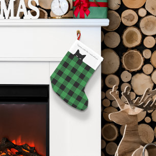 Petite Chaussette De Noël Chien Sournois Vérification Buffalo Carreaux Vert