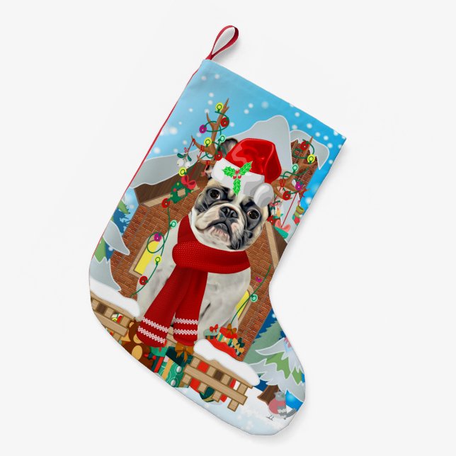 Petite Chaussette De Noël Chien-taureaux français avec cadeaux de Noël (Devant (Accrochage))