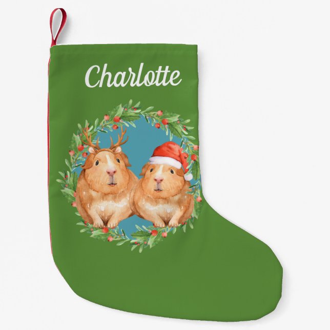 Petite Chaussette De Noël Chiens de Noël Personnalisés Père Noël Reindeer (Devant)