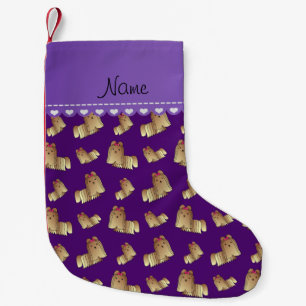 Petite Chaussette De Noël Chiens pourpres nommés personnalisés de tzu de