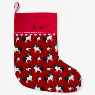 Petite Chaussette De Noël Chiens rouges nommés personnalisés de Papillon